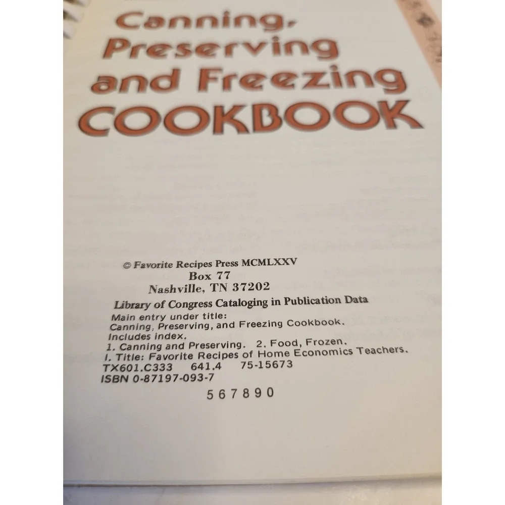 Vintage 1970s Canning Preserving Freezing Cookbook Home Ec Teachers Spiral Book